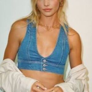 American Eagle Cropped Denim Bra Tank Top